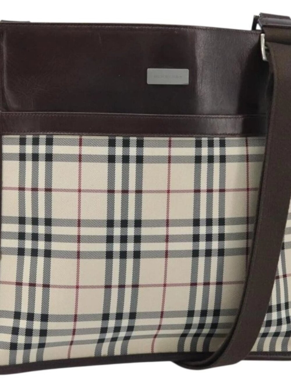 BURBERRY Nova Check Shoulder Bag Canvas Beige Silver Auth 172244 - Picture 2 of 13